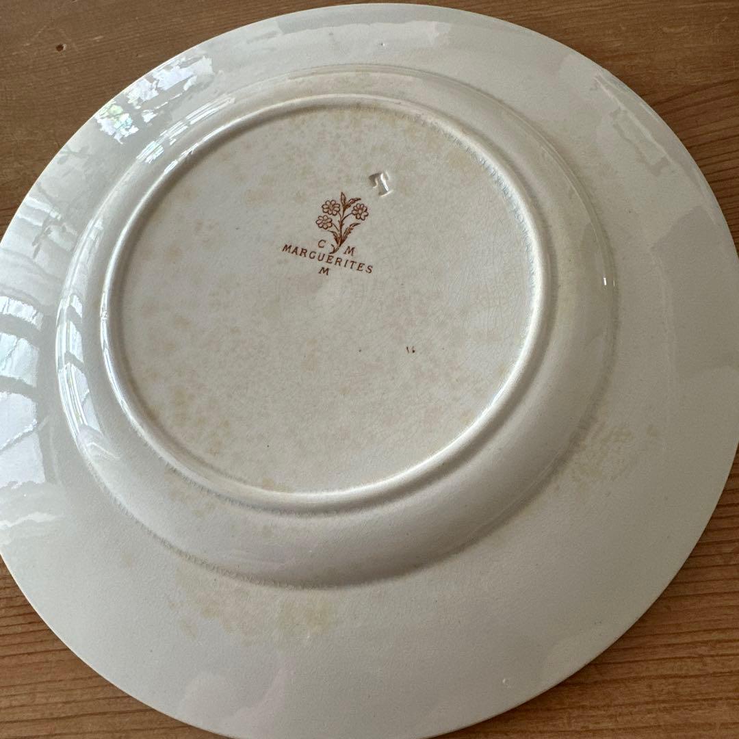 ２枚セットクレイユモントローMARGUERITESブラウン系フランスアンティーク