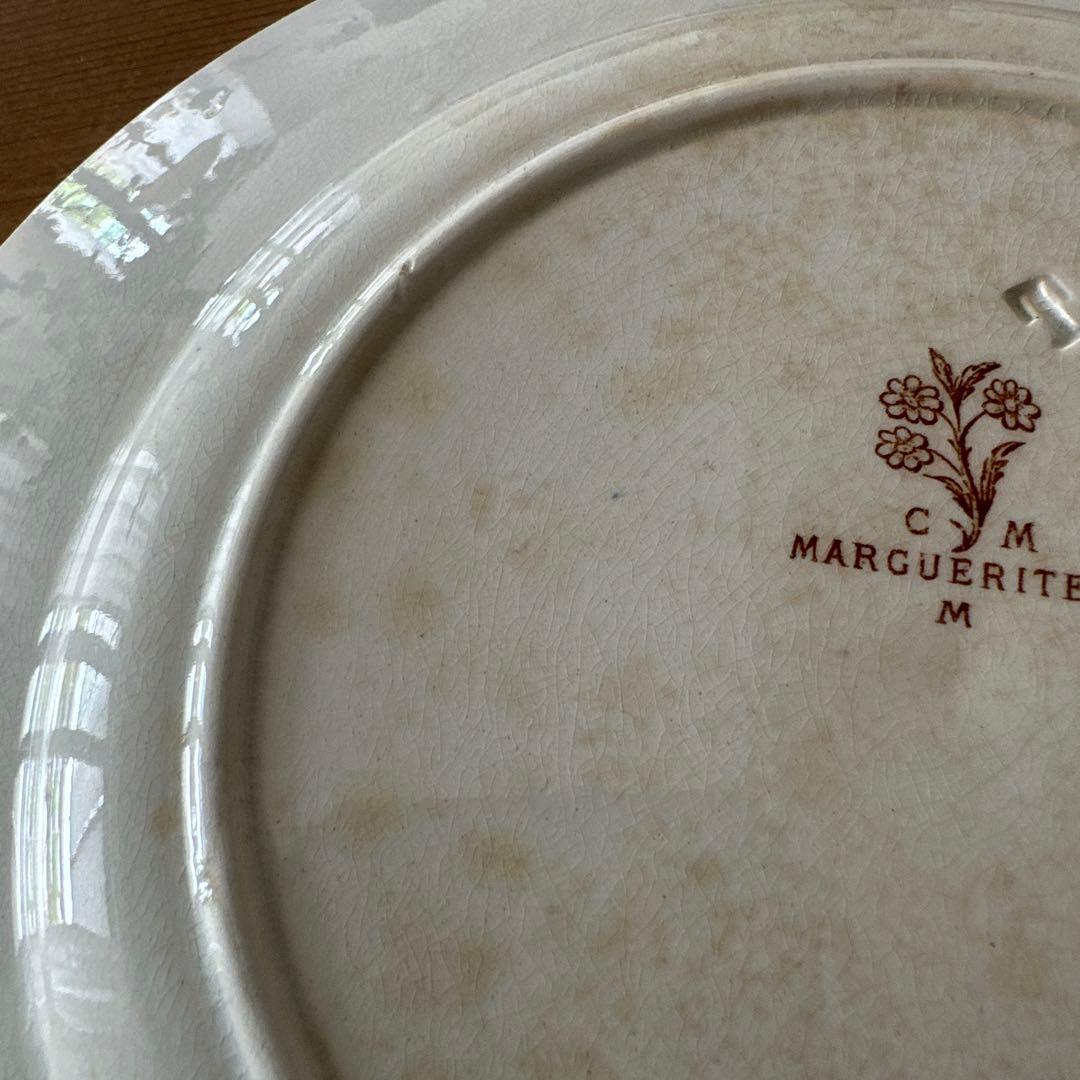 ２枚セットクレイユモントローMARGUERITESブラウン系フランスアンティーク