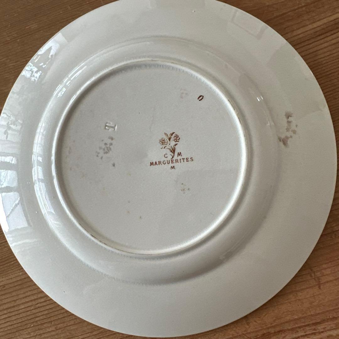 ２枚セットクレイユモントローMARGUERITESブラウン系フランスアンティーク
