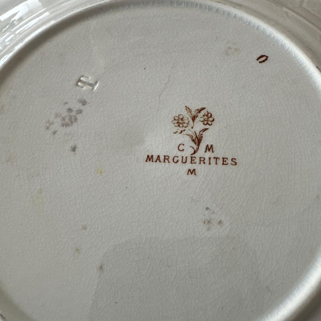 ２枚セットクレイユモントローMARGUERITESブラウン系フランスアンティーク