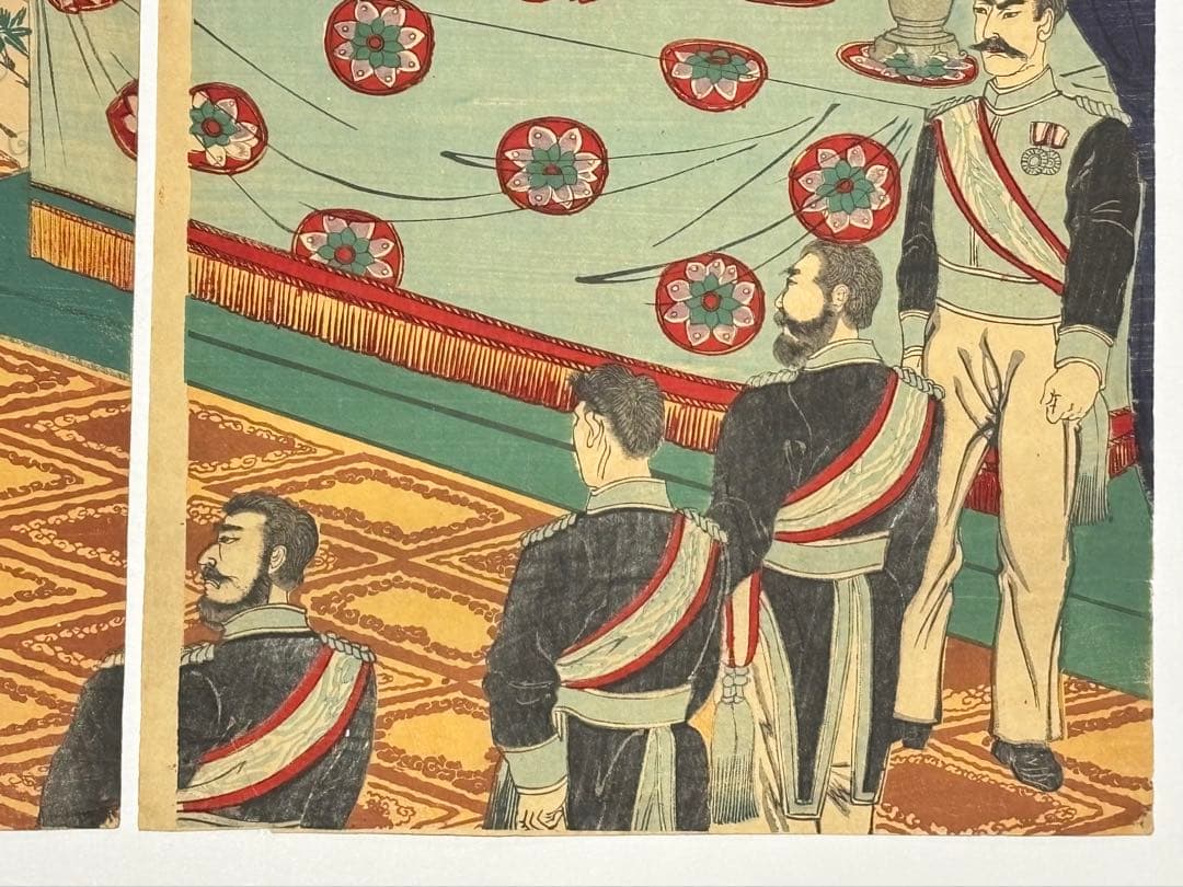 「銀婚式祝典之図」楳堂小国政 明治27年刊 3枚続|浮世絵 錦絵 明治天皇