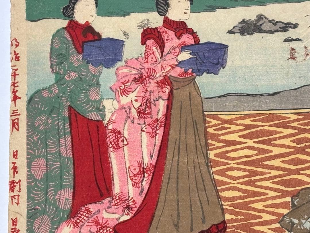 「銀婚式祝典之図」楳堂小国政 明治27年刊 3枚続|浮世絵 錦絵 明治天皇