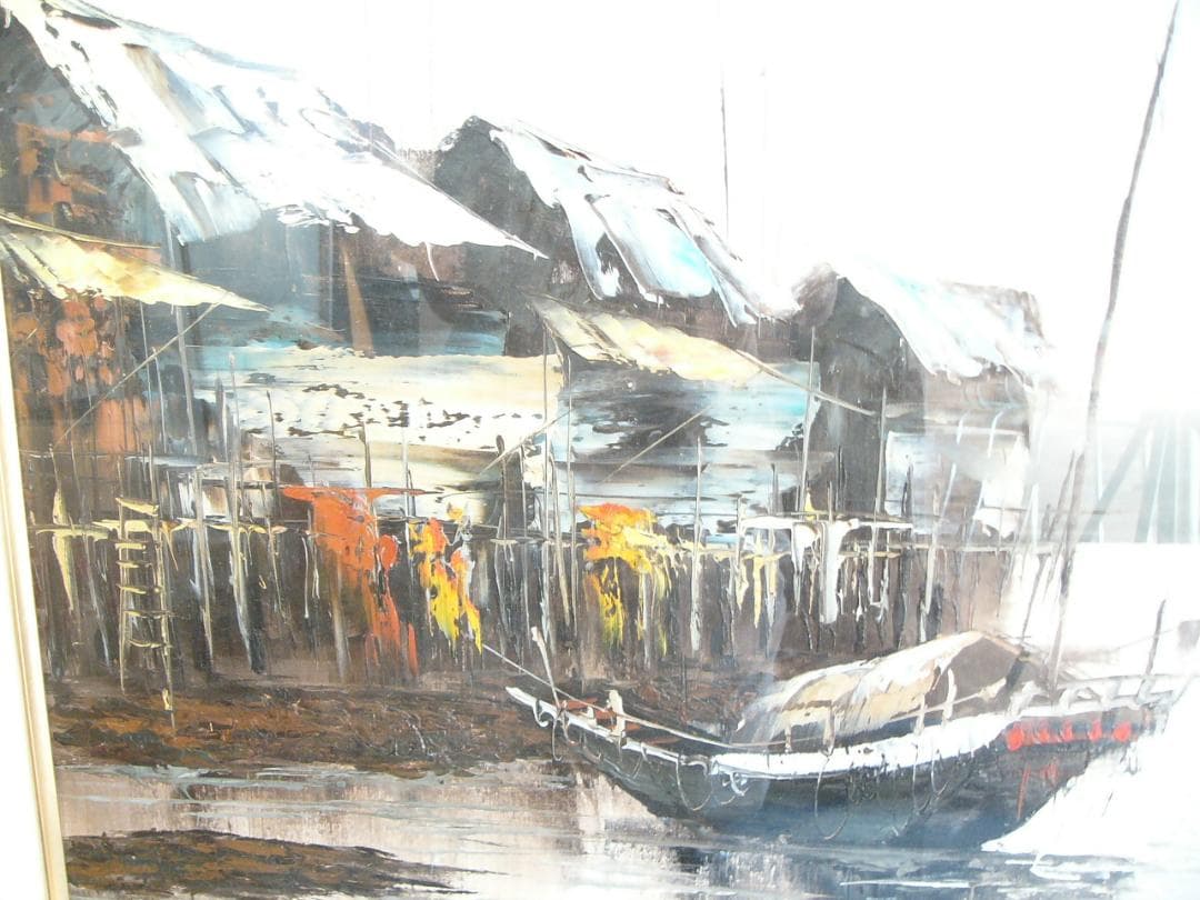 風景 油絵 86×55cm 作者不明 ・送料込！