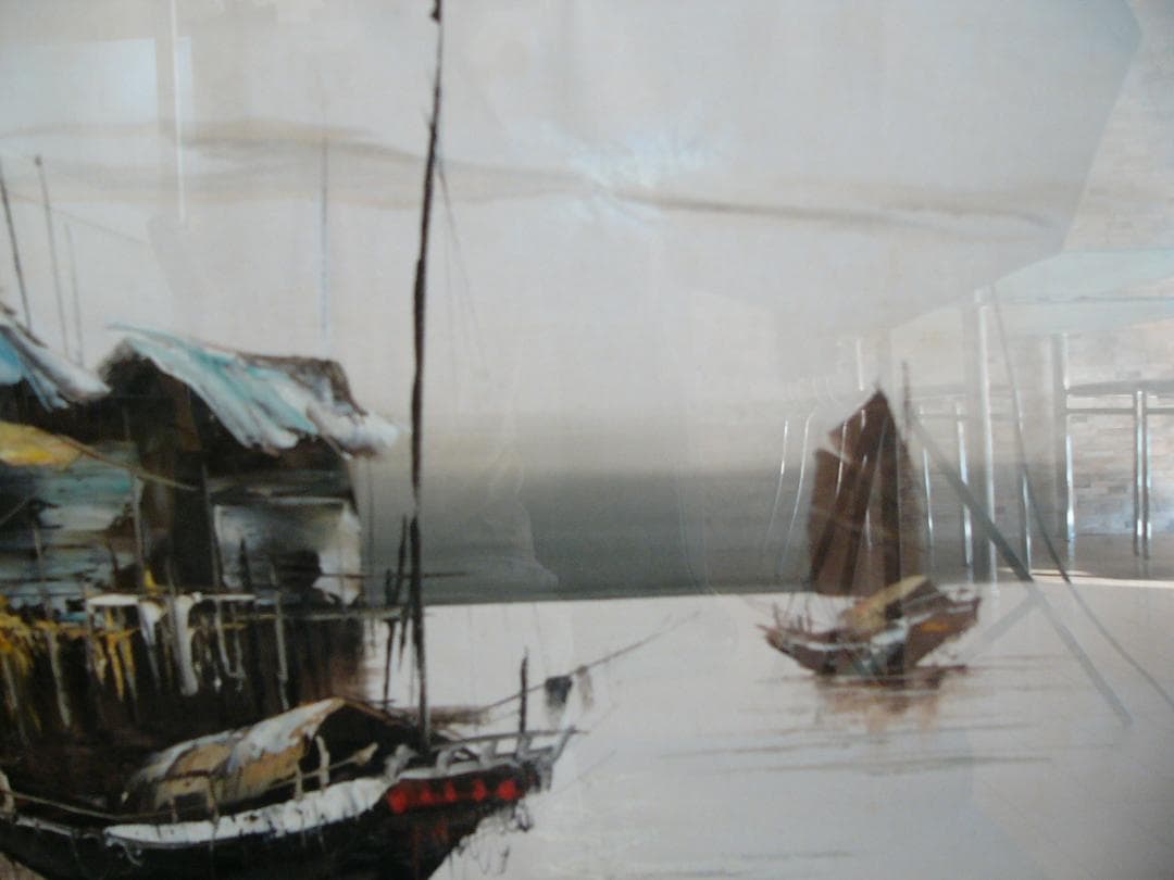 風景 油絵 86×55cm 作者不明 ・送料込！