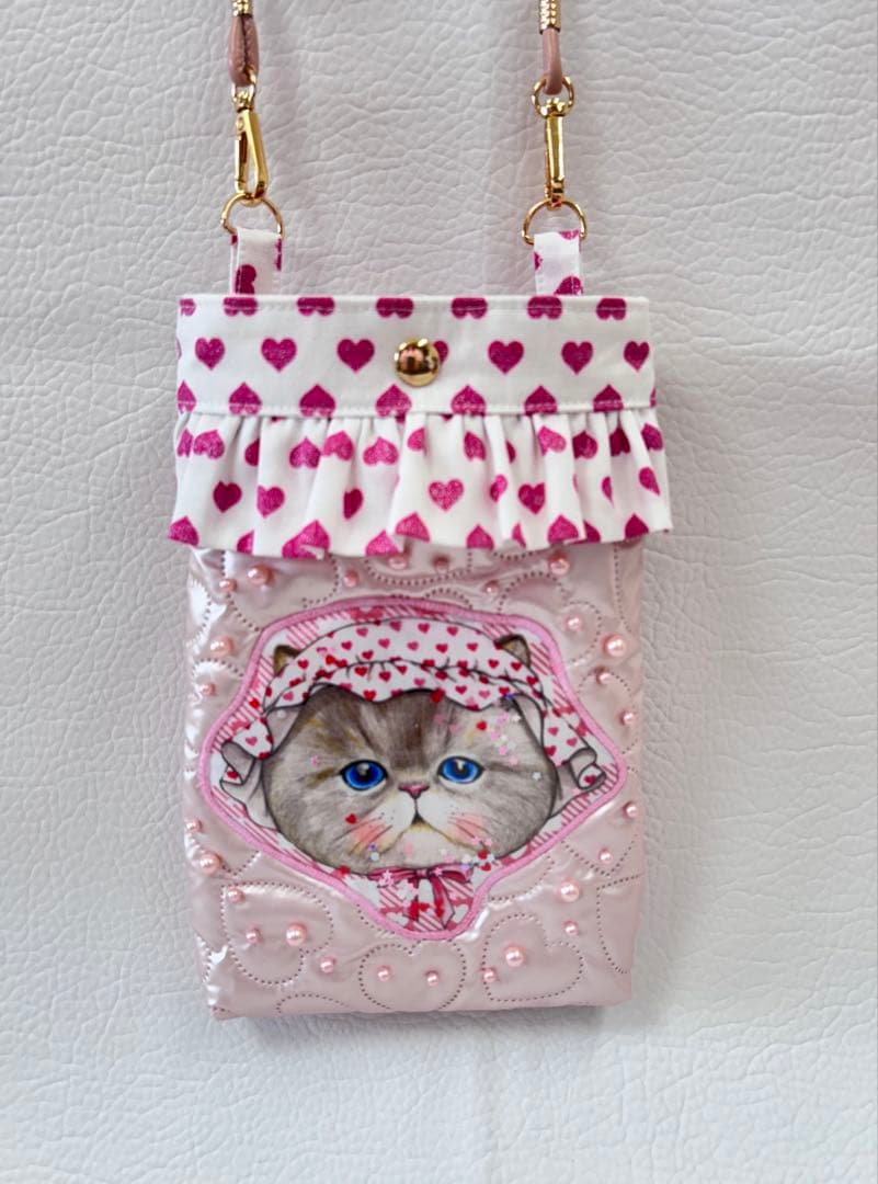 コヤンイサムチョン　ハンドメイド　ラウンドギャザーバッグ　モカちゃん