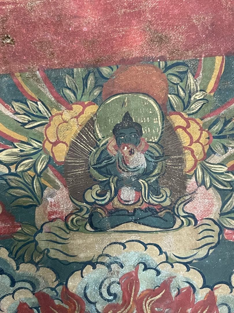 チベット仏教美術　時代　大威徳明王　ヤマーンタカ　肉筆　タンカ