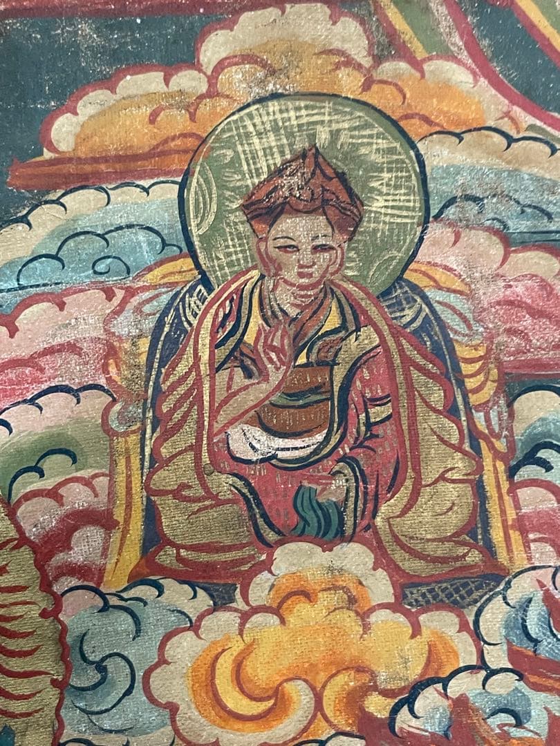 チベット仏教美術　時代　大威徳明王　ヤマーンタカ　肉筆　タンカ