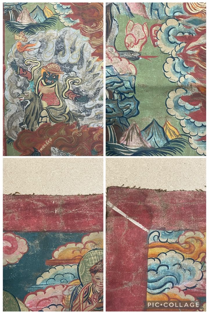 チベット仏教美術　時代　大威徳明王　ヤマーンタカ　肉筆　タンカ