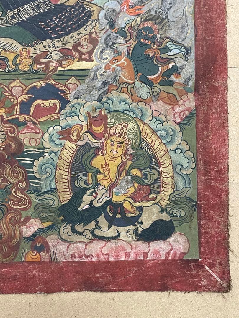チベット仏教美術　時代　大威徳明王　ヤマーンタカ　肉筆　タンカ