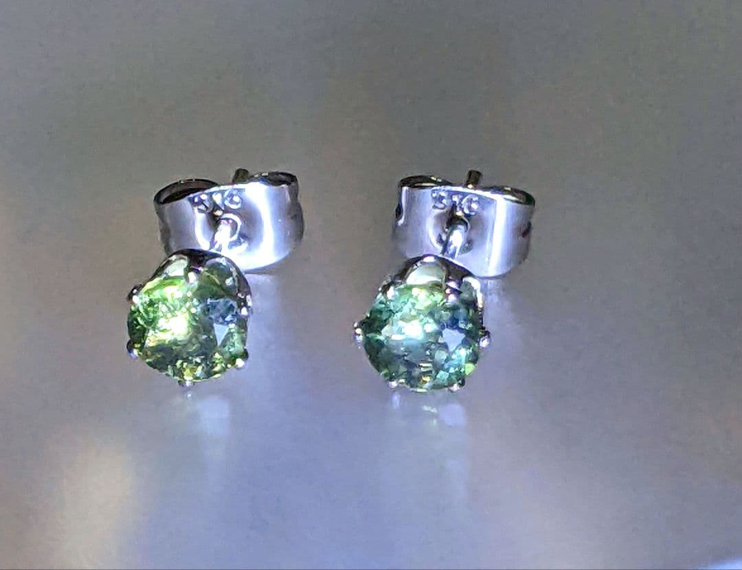 ✨時空を超える深緑の光✨ 希少天然石モルダバイト スタッドピアス 5mm