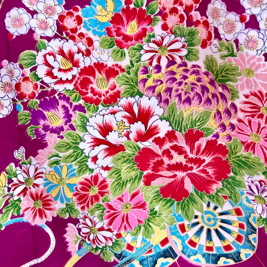 花車 花薬玉 ジュニア アンティーク着物 昭和レトロ 大正ロマン NO