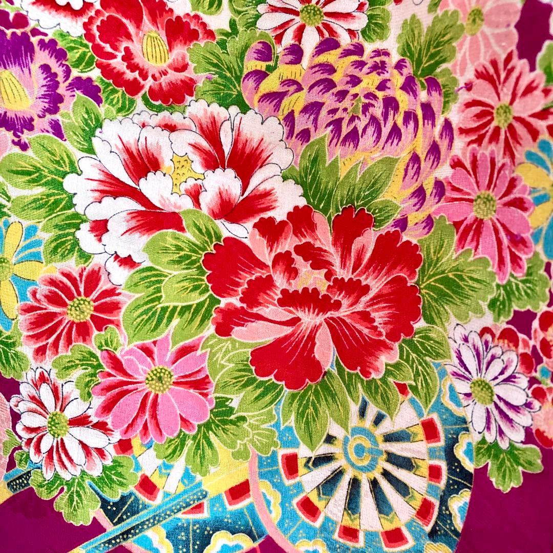 花車 花薬玉 ジュニア アンティーク着物 昭和レトロ 大正ロマン NO