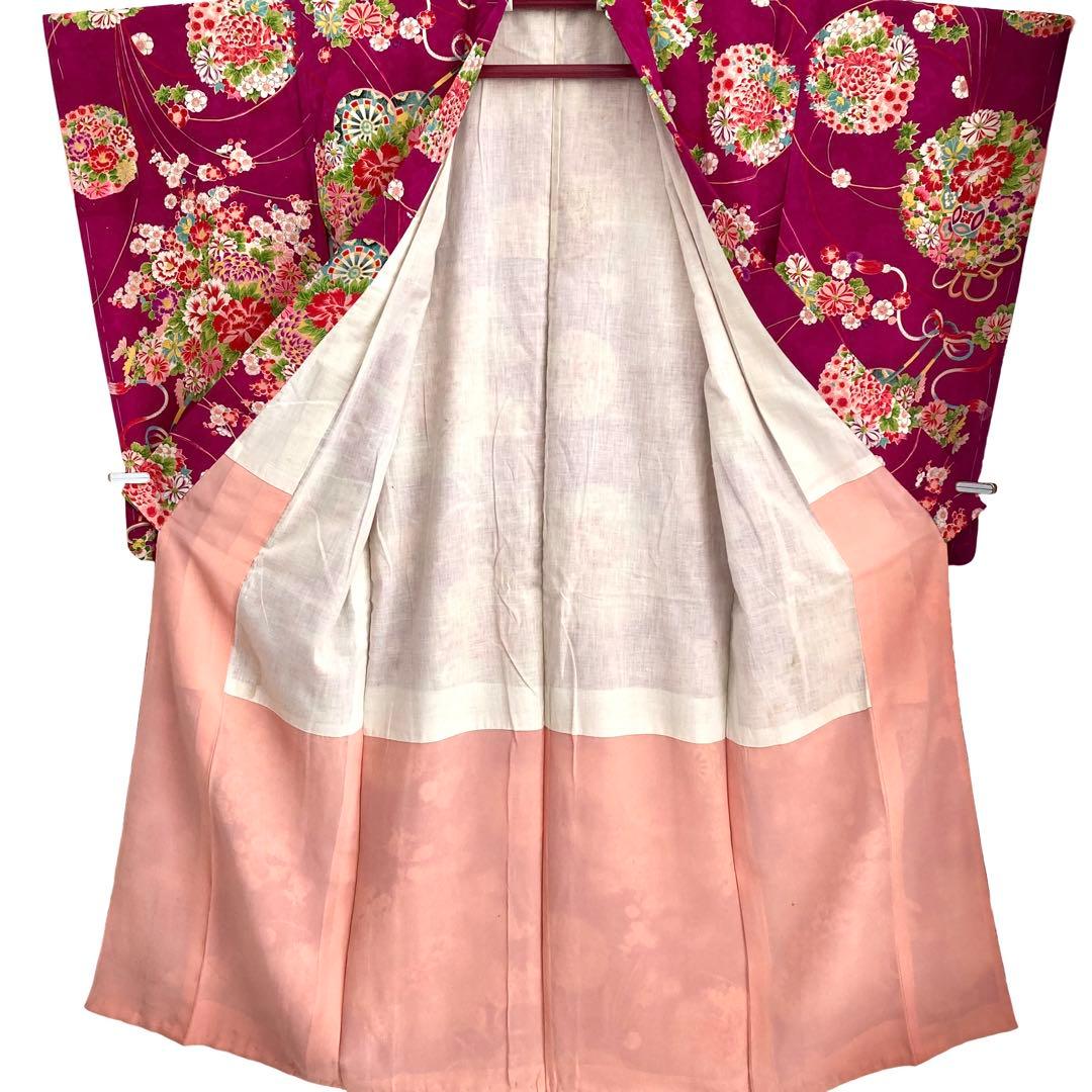 花車 花薬玉 ジュニア アンティーク着物 昭和レトロ 大正ロマン NO