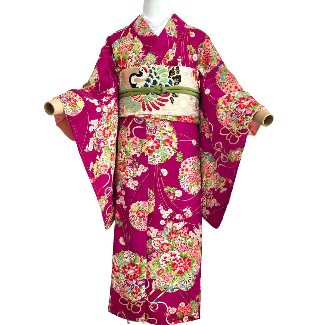 花車 花薬玉 ジュニア アンティーク着物 昭和レトロ 大正ロマン NO