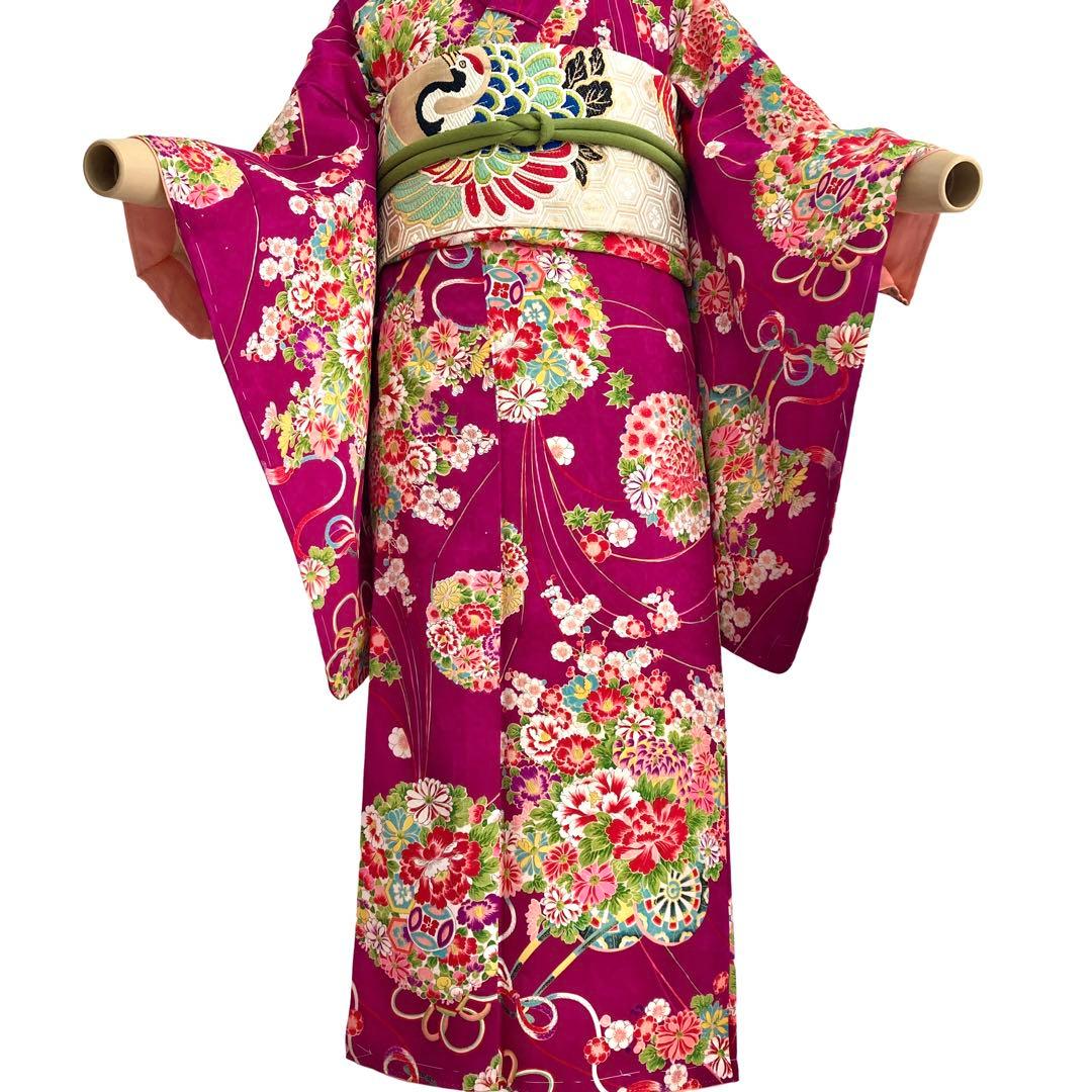 花車 花薬玉 ジュニア アンティーク着物 昭和レトロ 大正ロマン NO