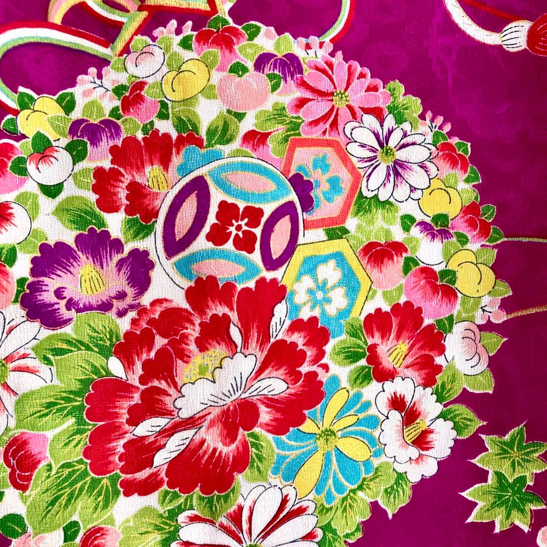 花車 花薬玉 ジュニア アンティーク着物 昭和レトロ 大正ロマン NO