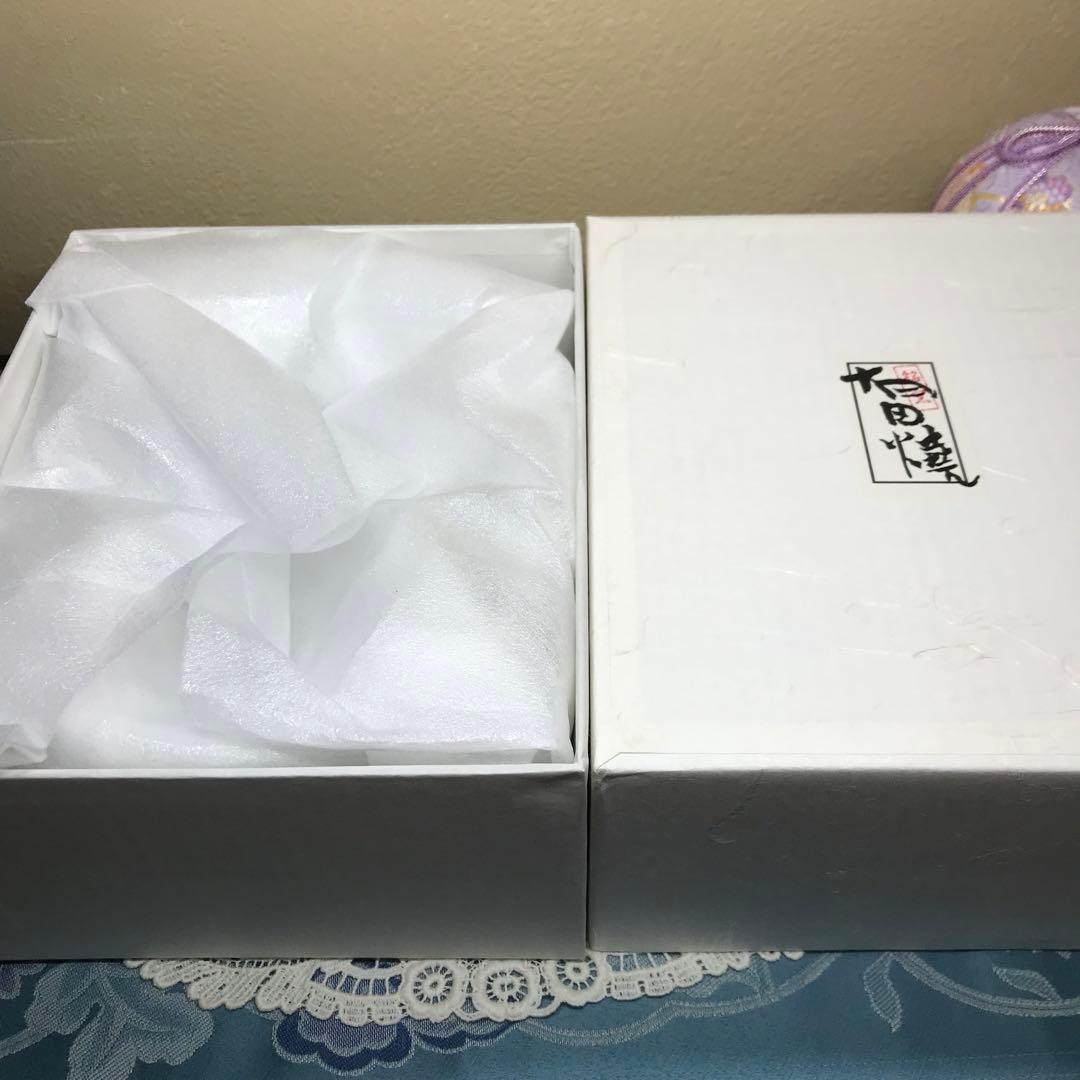 福泉窯　染付草花紋　耳付変形鉢　1客　共箱入り　新品未使用