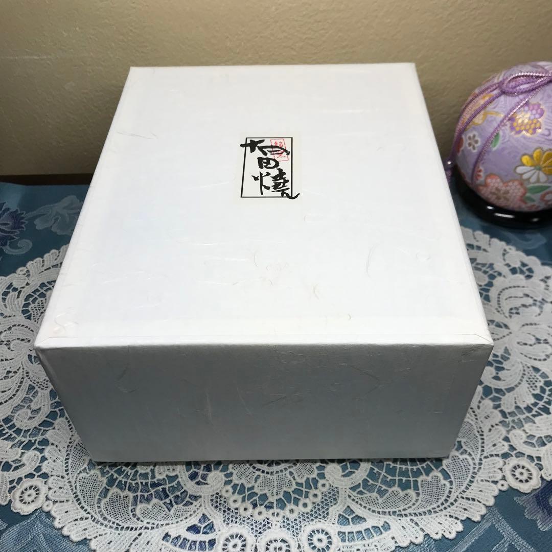 福泉窯　染付草花紋　耳付変形鉢　1客　共箱入り　新品未使用