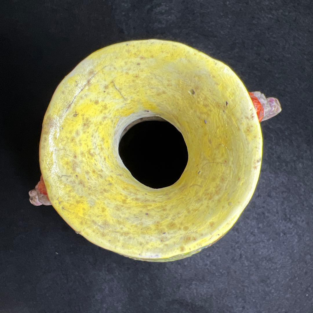 中国清時代　大清乾隆年製　粉彩浮彫龍図花瓶　東Y8-0408☆2F