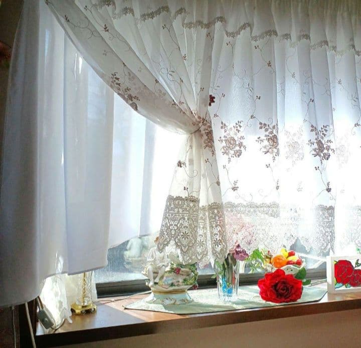 カフェカーテン【☆あみたん☆様オーダー品　レースアーチカーテン】ハンドメイド