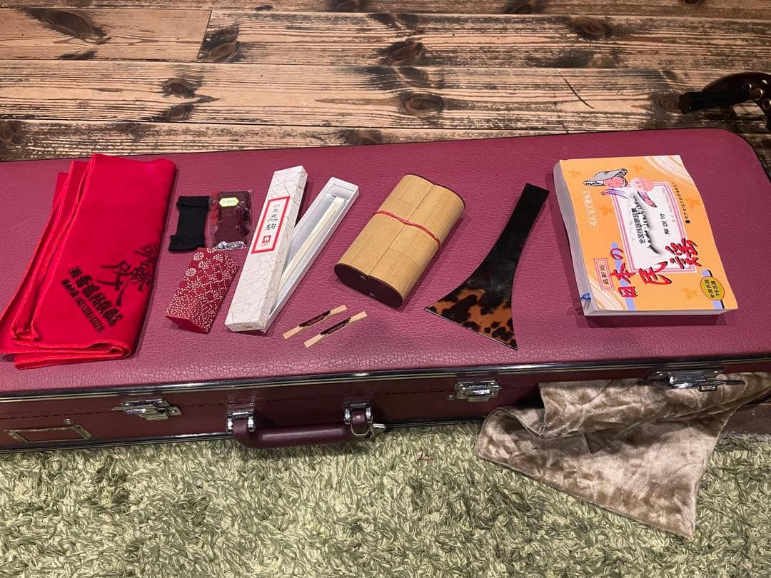 フルオーダー　津軽三味線　紅木金細　子持綾杉胴　セット