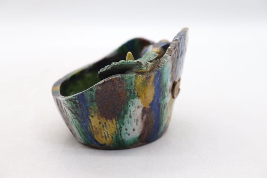 中国　明時代　素三彩　牛舎　アンティーク　木箱付　送料込み260407