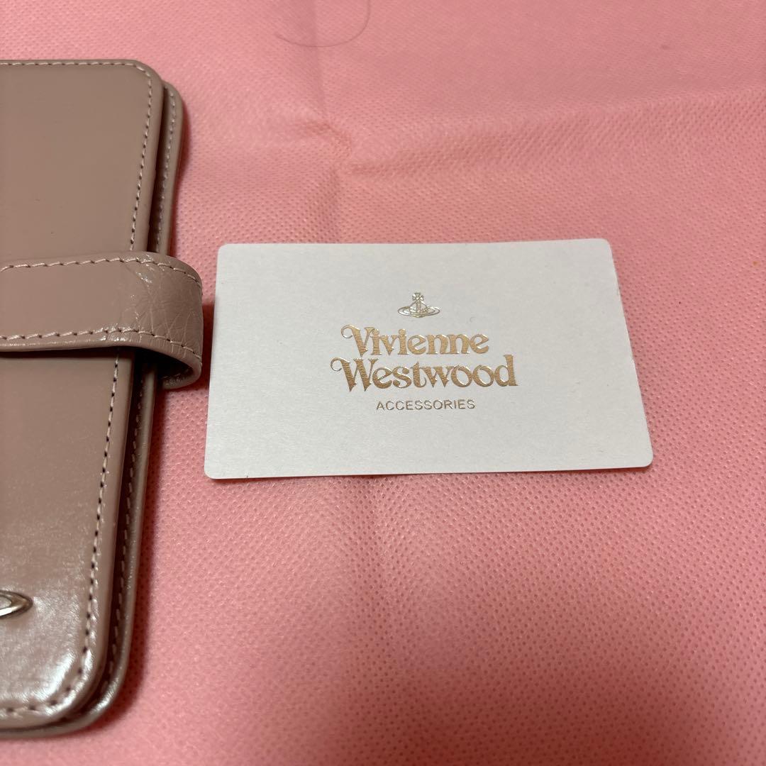 ヴィヴィアンウェストウッド☆ピンクべんジュ☆iPhoneX.XS用手帳型ボタン付