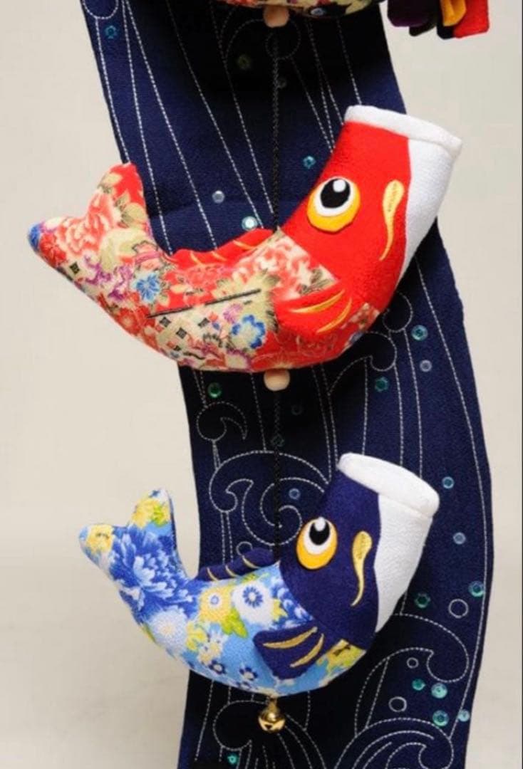 鯉の滝登り　室内用　95cm　鯉のぼり　つるし飾り　ちりめん　室内鯉　部屋用　龍
