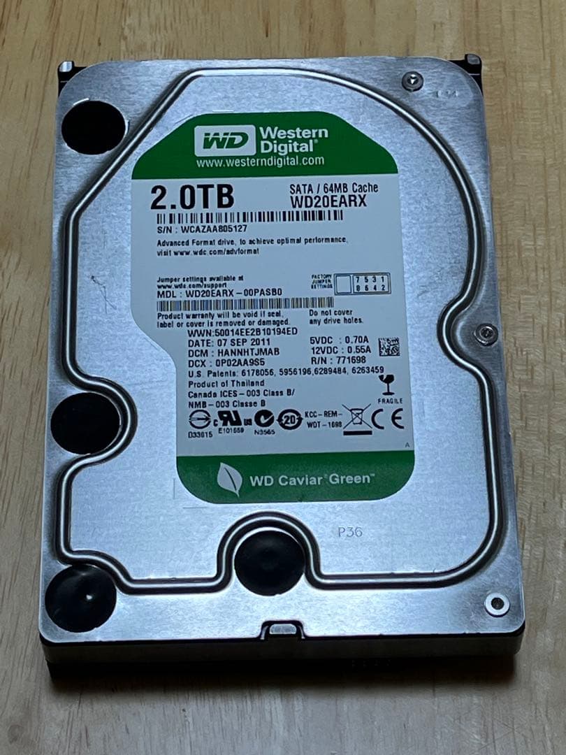 セン　　　　　　　　　　SATA 3.5インチ 2T HDD 3台