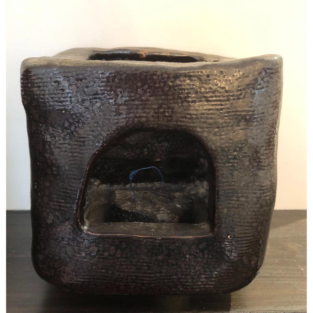 美品！骨董品　アンティーク　陶器　黒　陶印　京焼