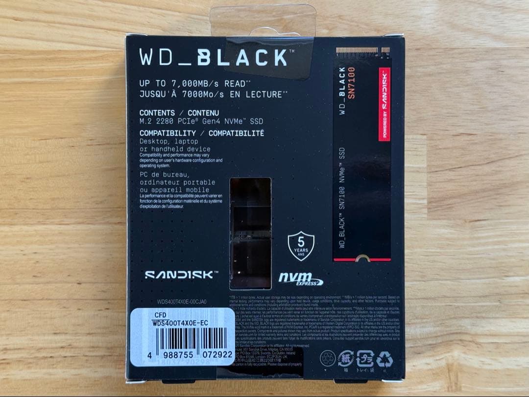 新品未使用 WD_BLACK SN7100 4TB M.2 SSD