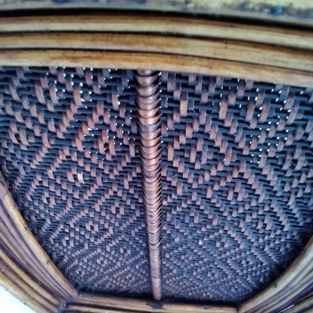 年代不明！ワンハンドル竹かご籐籠！竹籠 竹細工 竹編みカゴ 小物入れ！経年美品！