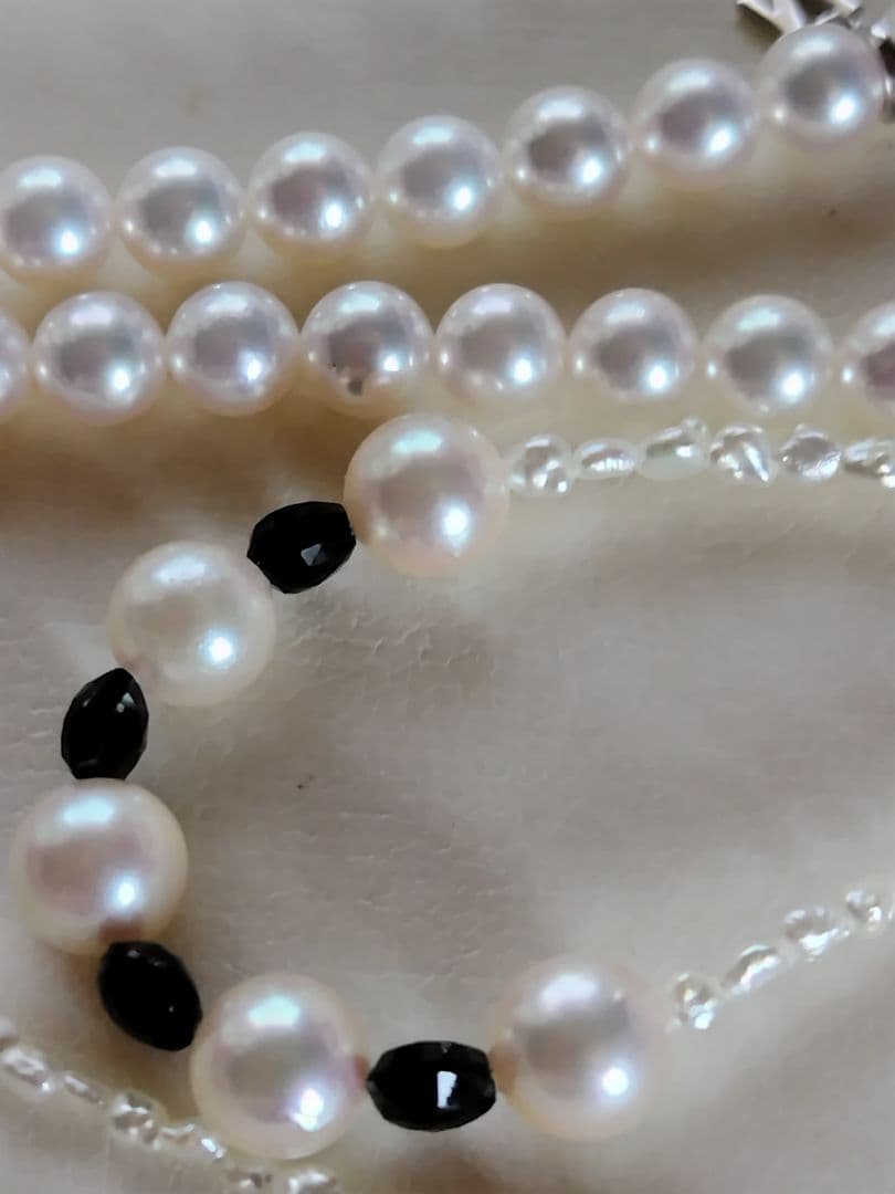 アコヤ真珠、あこや芥子パール、サファイアのネックレス