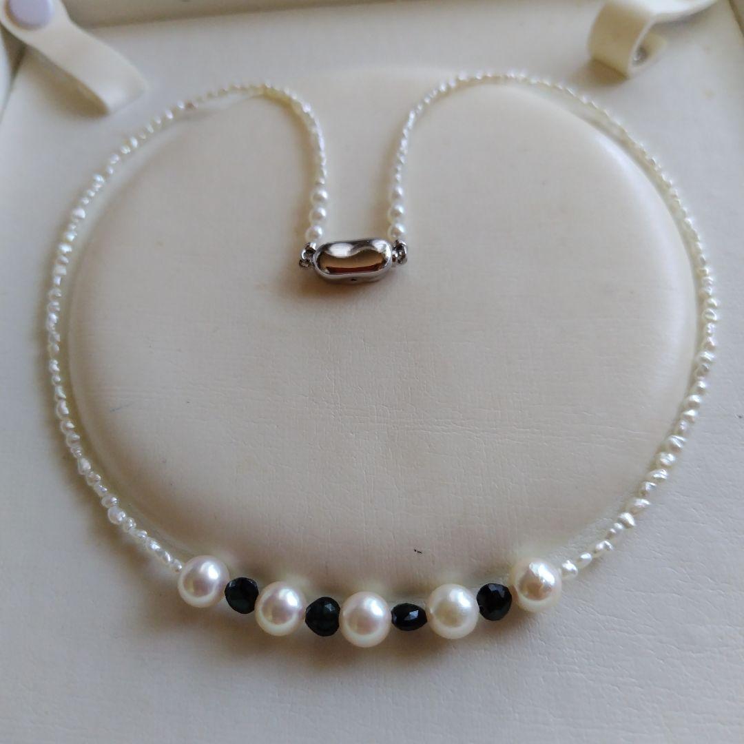 アコヤ真珠、あこや芥子パール、サファイアのネックレス