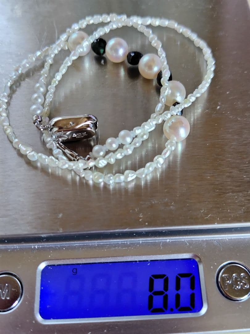 アコヤ真珠、あこや芥子パール、サファイアのネックレス