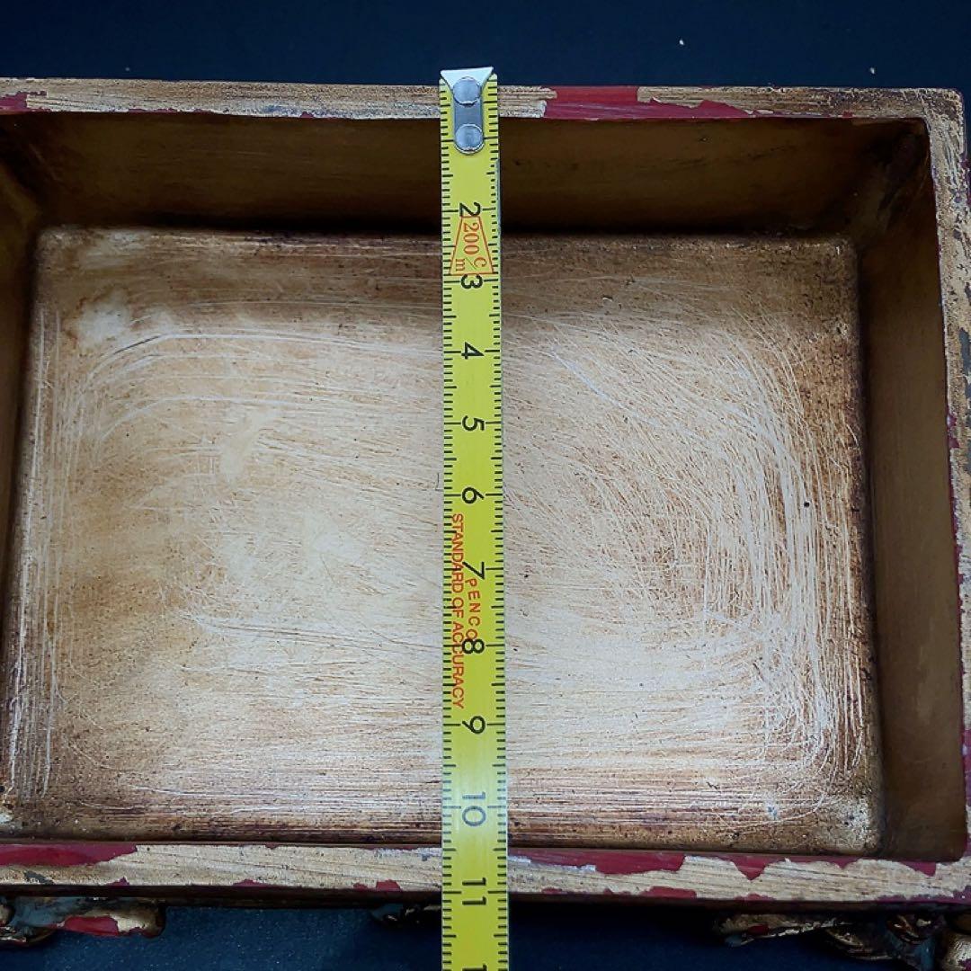 ゴージャスなアンティーク調リーフ柄小物入れ ミラーカバーボックス