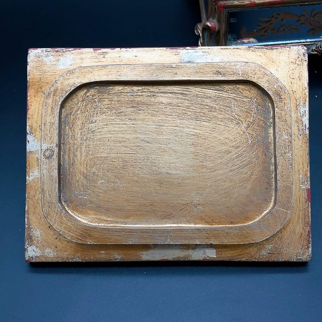 ゴージャスなアンティーク調リーフ柄小物入れ ミラーカバーボックス