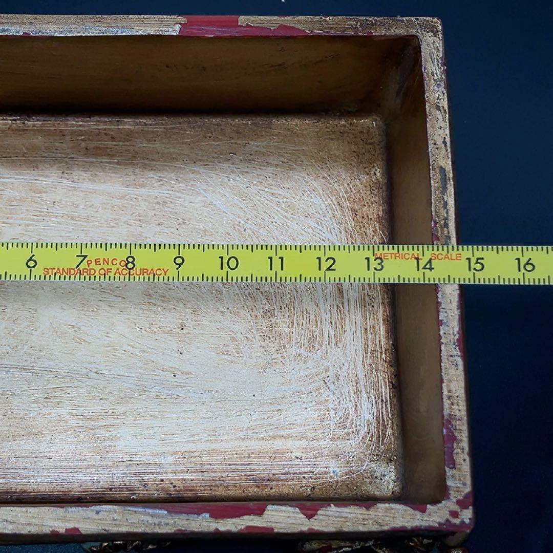 ゴージャスなアンティーク調リーフ柄小物入れ ミラーカバーボックス