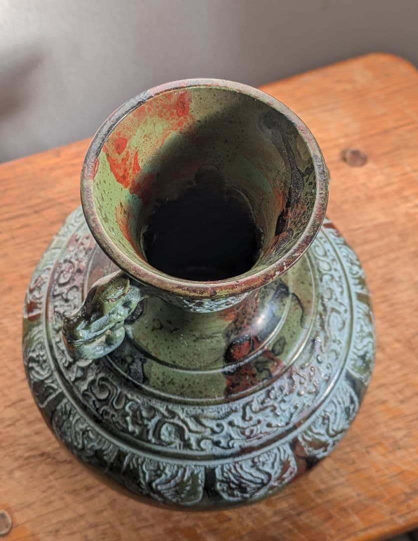 銅製装飾/能作吉秀/高岡銅器/花器 花瓶 華道 花壺 アンティーク 置物 青銅