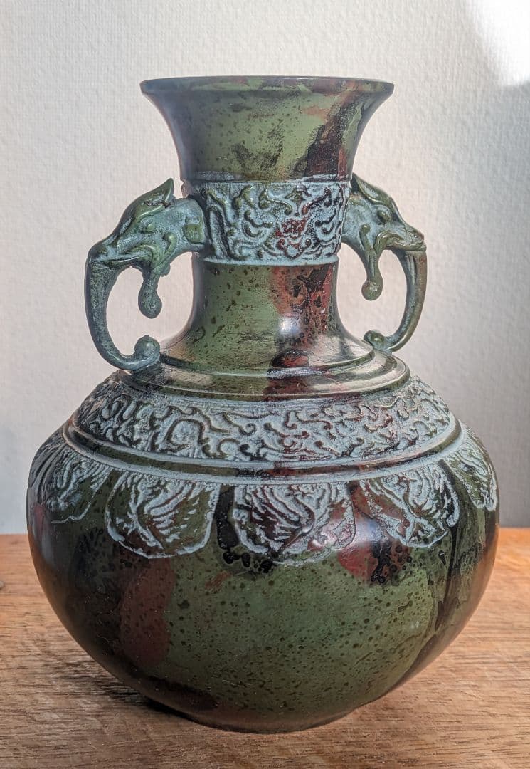 銅製装飾/能作吉秀/高岡銅器/花器 花瓶 華道 花壺 アンティーク 置物 青銅