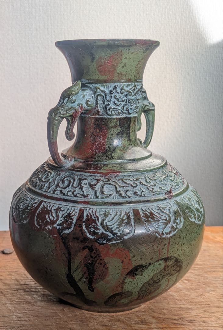 銅製装飾/能作吉秀/高岡銅器/花器 花瓶 華道 花壺 アンティーク 置物 青銅