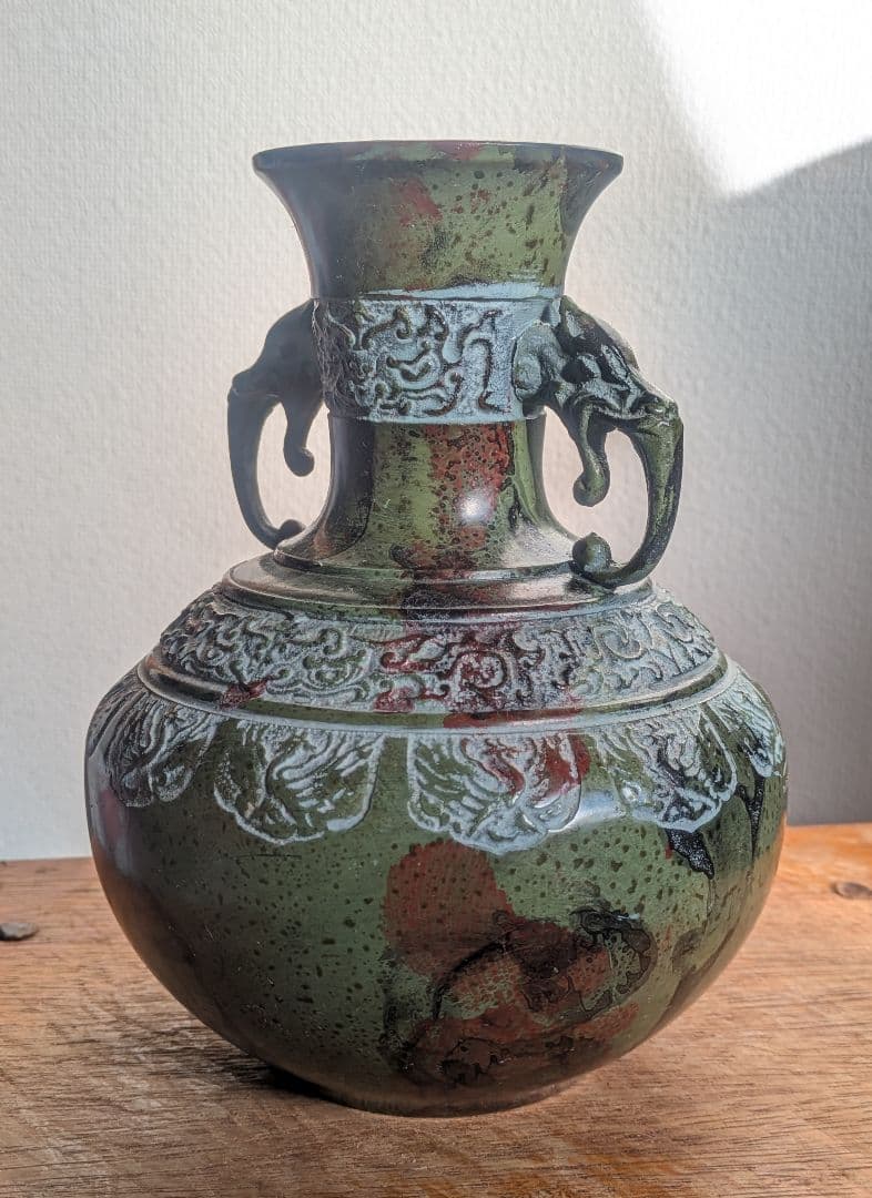 銅製装飾/能作吉秀/高岡銅器/花器 花瓶 華道 花壺 アンティーク 置物 青銅