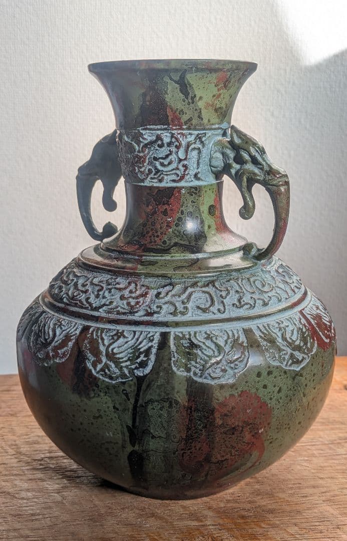 銅製装飾/能作吉秀/高岡銅器/花器 花瓶 華道 花壺 アンティーク 置物 青銅