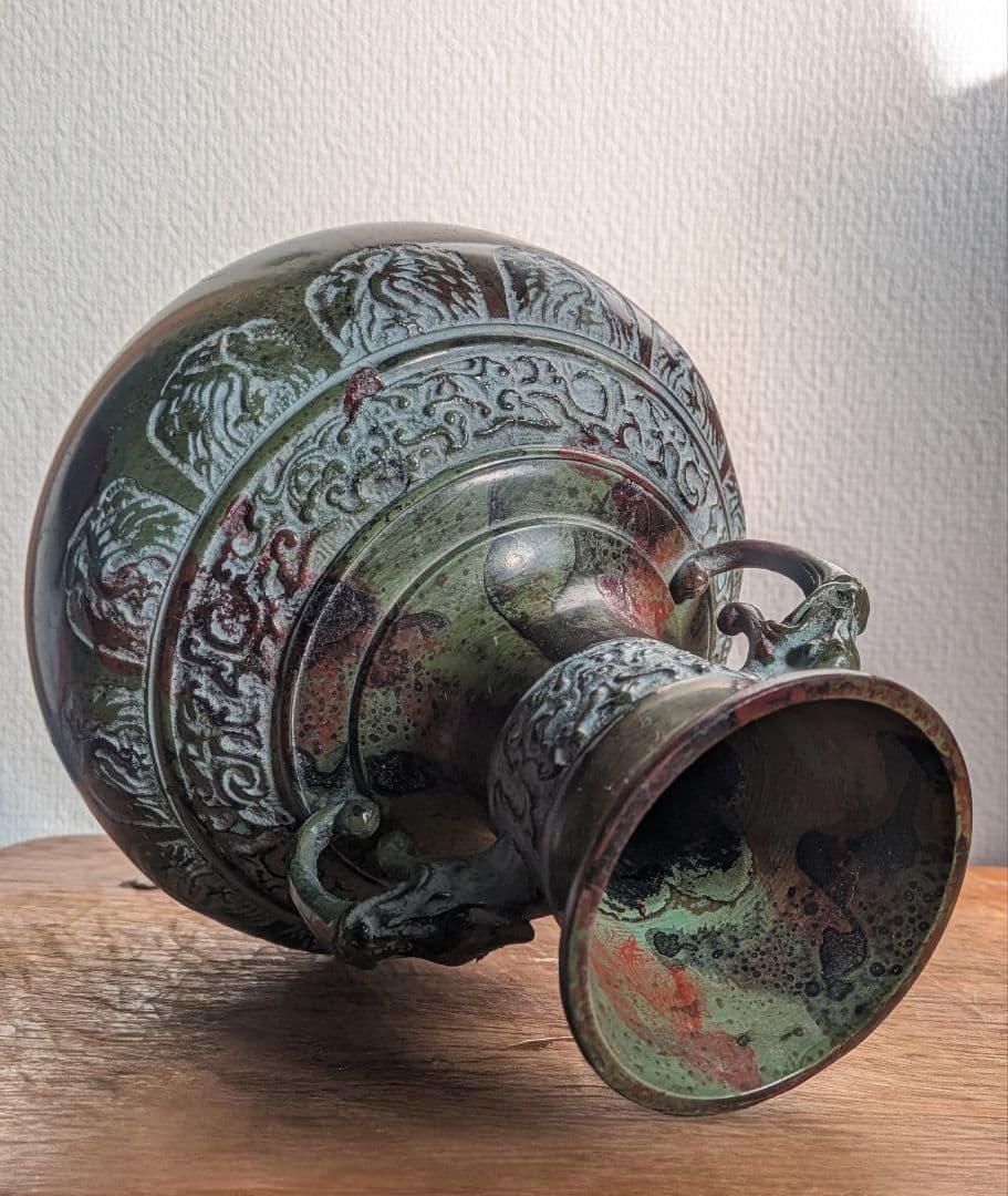 銅製装飾/能作吉秀/高岡銅器/花器 花瓶 華道 花壺 アンティーク 置物 青銅