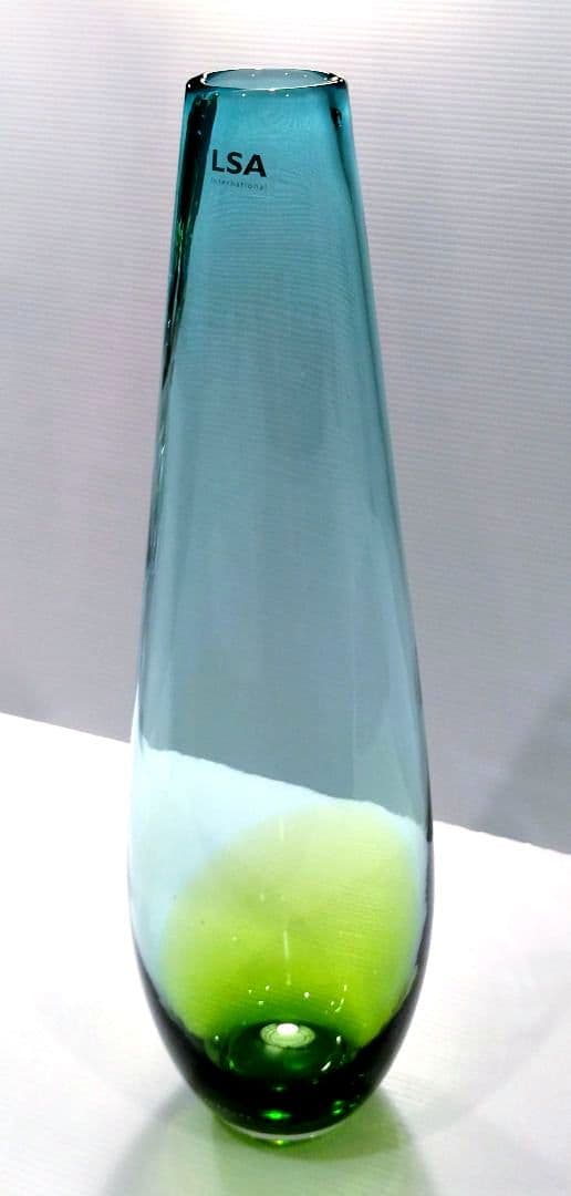 LSA フラワーベース ガラス 花器 ロング ブルー グリーン 高さ50cm