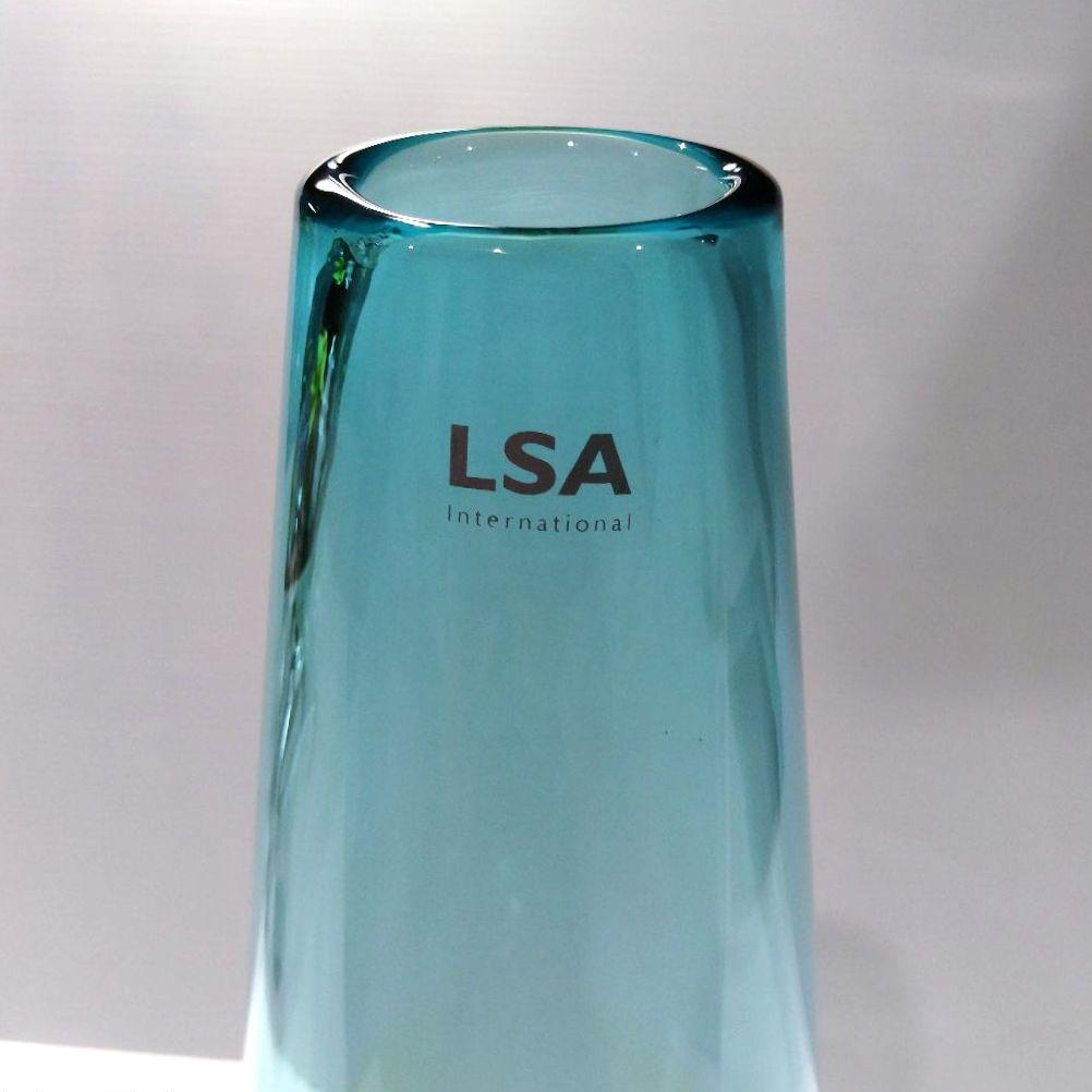 LSA フラワーベース ガラス 花器 ロング ブルー グリーン 高さ50cm