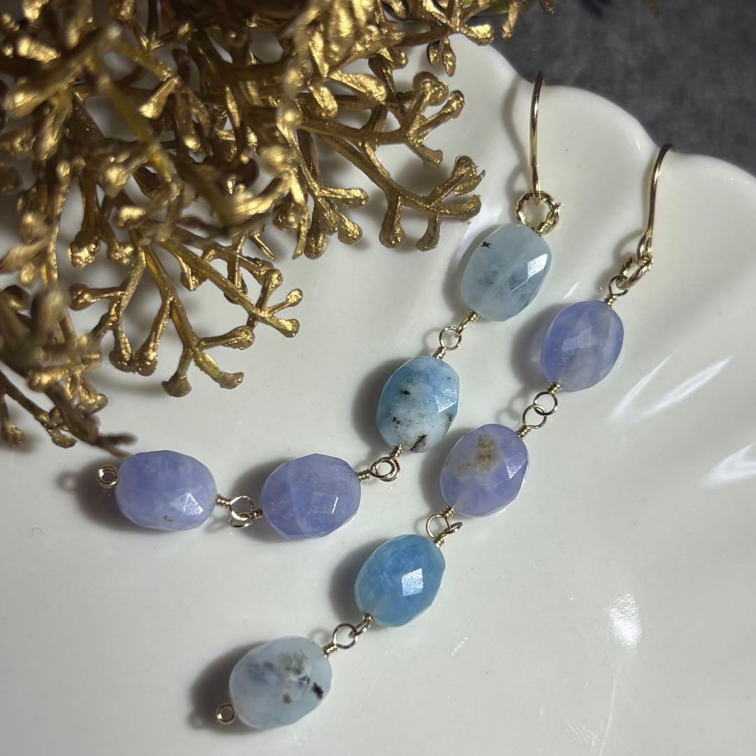 ハックマナイト＆アフガナイト✴︎14kgfピアスP320