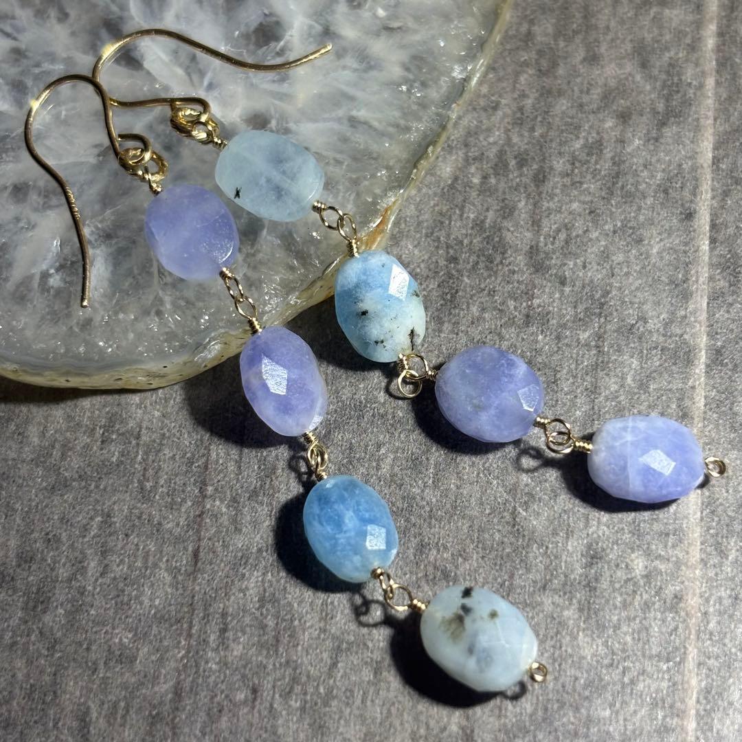 ハックマナイト＆アフガナイト✴︎14kgfピアスP320