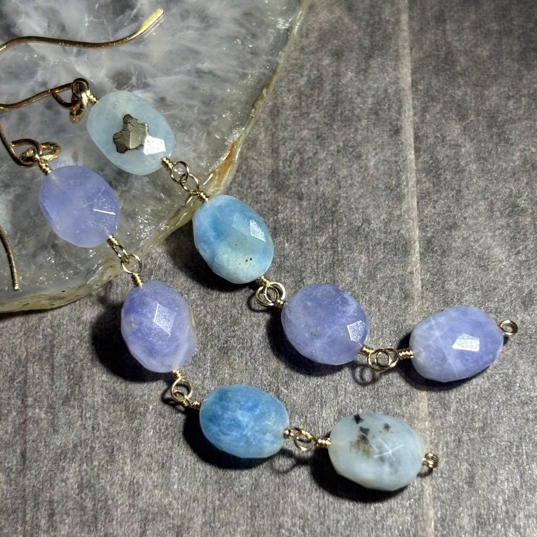 ハックマナイト＆アフガナイト✴︎14kgfピアスP320