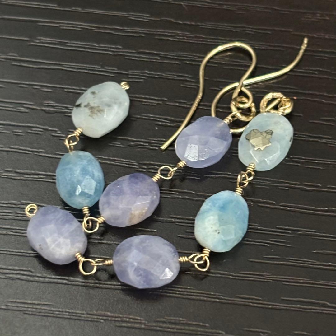 ハックマナイト＆アフガナイト✴︎14kgfピアスP320